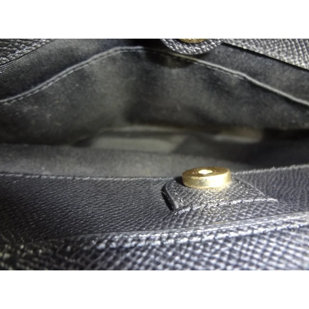 COACH Mini Lillie Carryall Handbag Crossbody Satchel Black Crossgrain‎ Leather